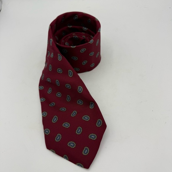 Robert Talbott For Fords Paisley Silk Tie Mens Red Blue Necktie 3x57 - Picture 1 of 5